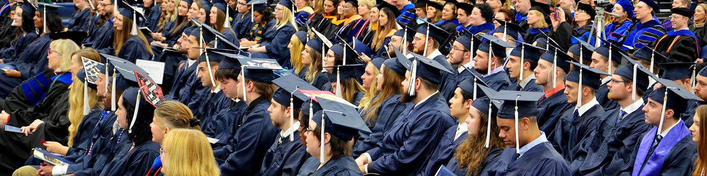 Penn State Altoona graduates and faculty members at a previous commencement ceremony